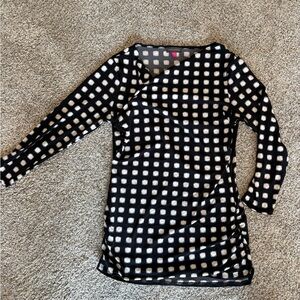 Vince Camuto Black and White Patterned Top with 3/4 Sleeves size small
